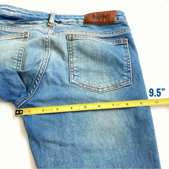 ACNE STUDIOS kex catch low waist skinny straight leg knee stitching blue jeans - Picture 10 of 10